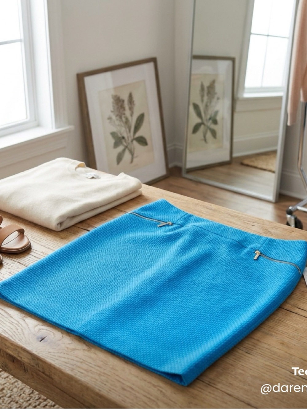 Kasper Bright Blue Mini Skirt with Zip Detail